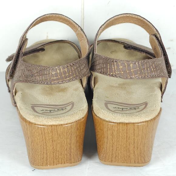 Dansko Women's Sonnet US8-8,5 EU39 Brown Metalic Shimmer Leather Wedge Sandals - Picture 14 of 16